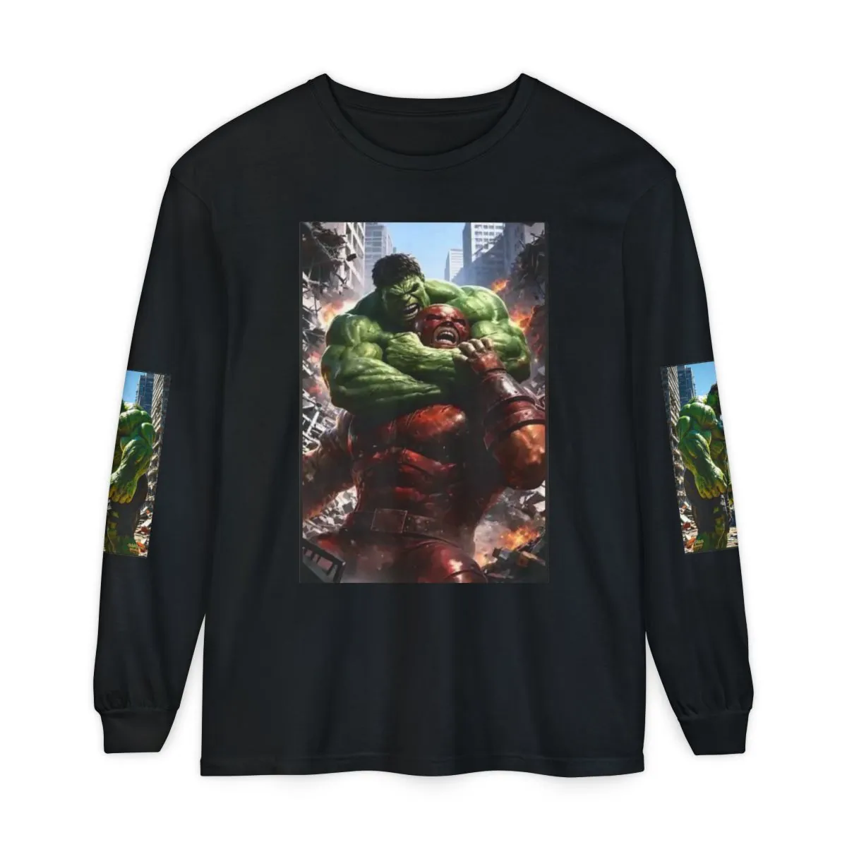 Hulk vs Red Hero Graphic Long Sleeve Tee