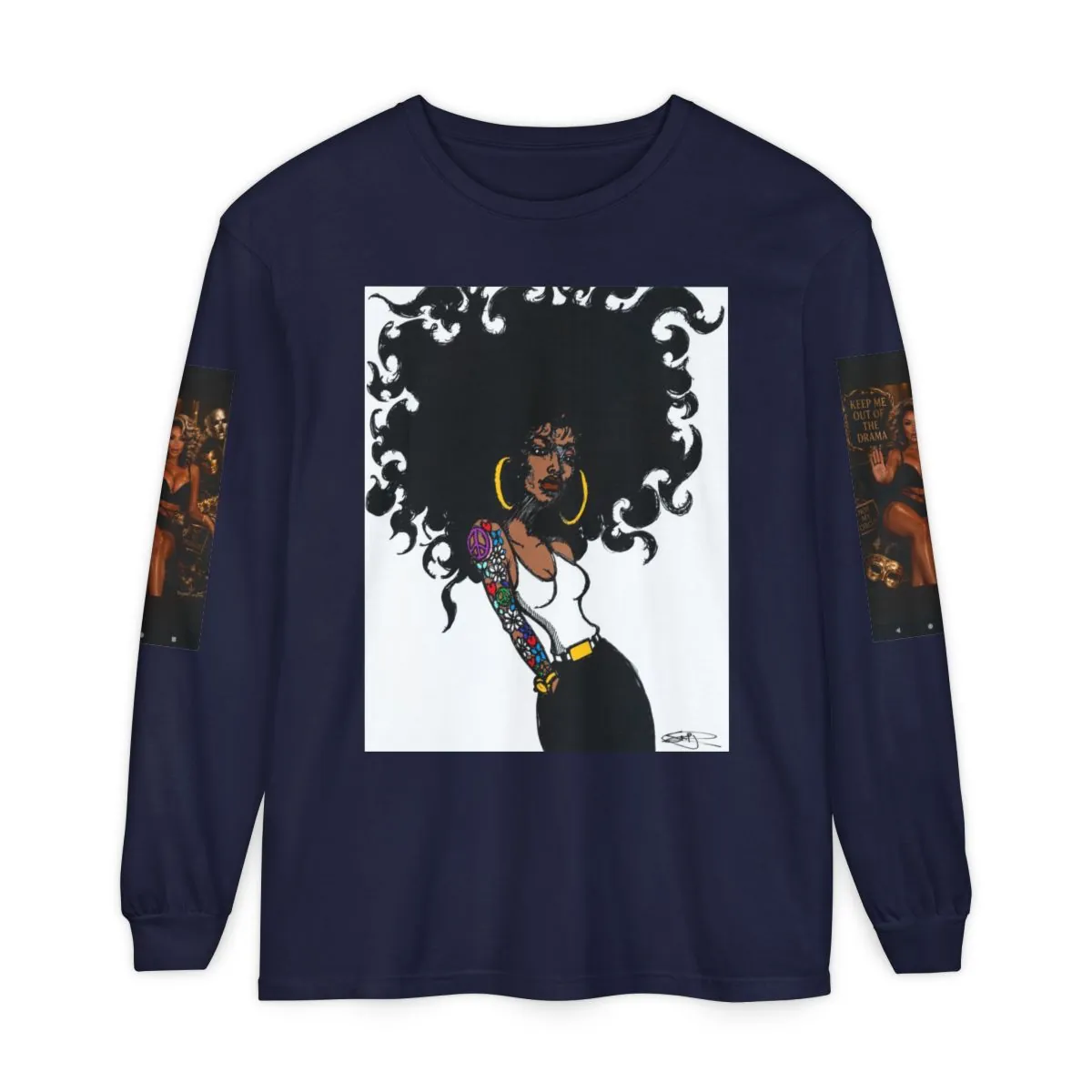 Afro Girl Romance Long Sleeve Tee — Couple Art Graphic Shirt
