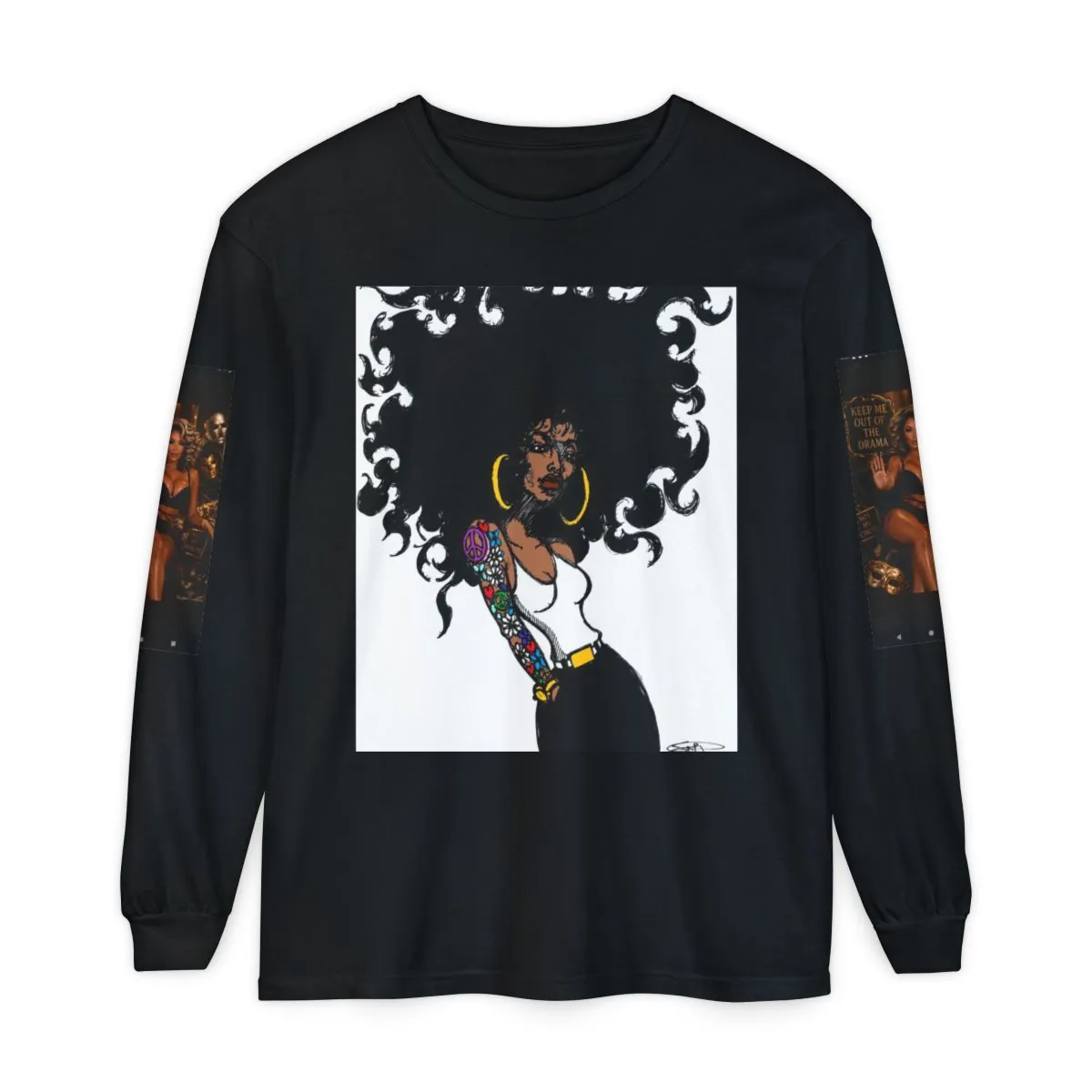 Afro Goddess Graphic Long Sleeve Tee — Romantic Couple Back Print