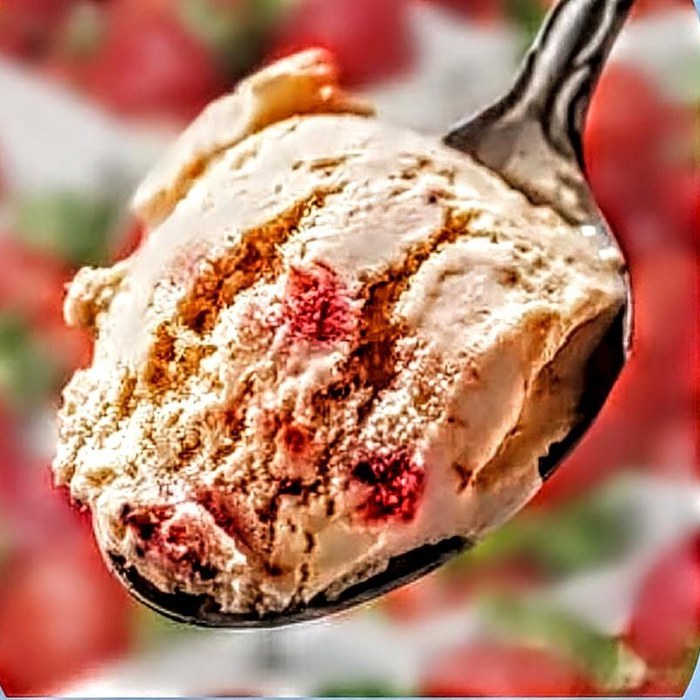 Berry custard scoops topped with blackberries