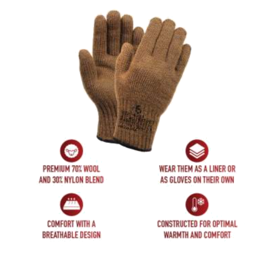 100% Wool Gloves (Coyote Brown) view 2