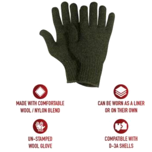 100% Wool Gloves (Olive Green) view 2