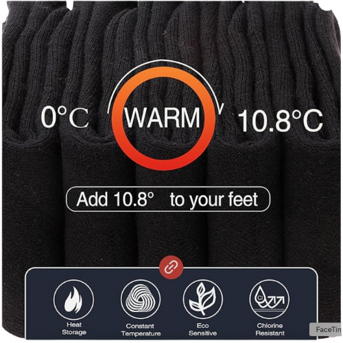 100% Wool Socks, 3 Pk (Black) view 2