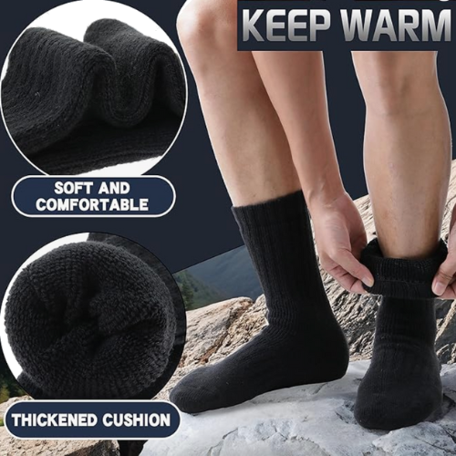 100% Wool Socks, 3 Pk (Black) view 3