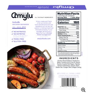 Amylu Andouille Chicken Sausages, 12oz view 2