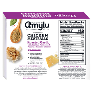 Amylu Roasted Garlic Chicken Meatballs, 10oz view 2