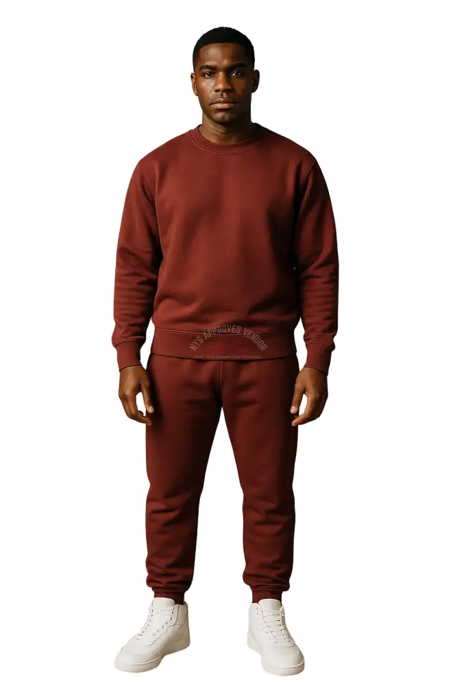 Crewneck Sweatsuit 100% Cotton w/Pockets (Maroon) Sweatsuit
