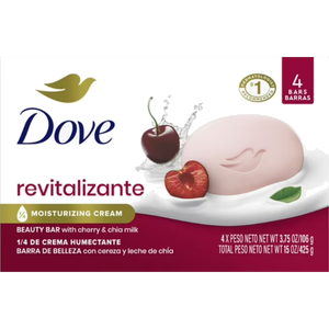 Dove Beauty Bar Women's Bath Soap Revitalizante Cherry & Chia Milk, 3.17oz 4 Bars