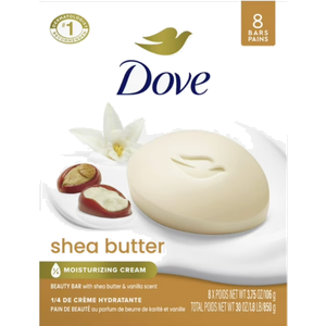 Dove Beauty Bar Women's Bath Soap Shea Butter, 3.75oz 8 Bars