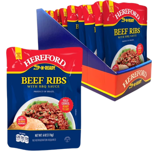 Hereford Beef Ribs with Barbecue Sauce Bundle, Shelf Stable Pouch, 6oz each (Case of 12)