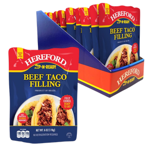 Hereford Fully Cooked Beef Taco Filling Bundle, Shelf Stable, 6oz each (Case of 12)