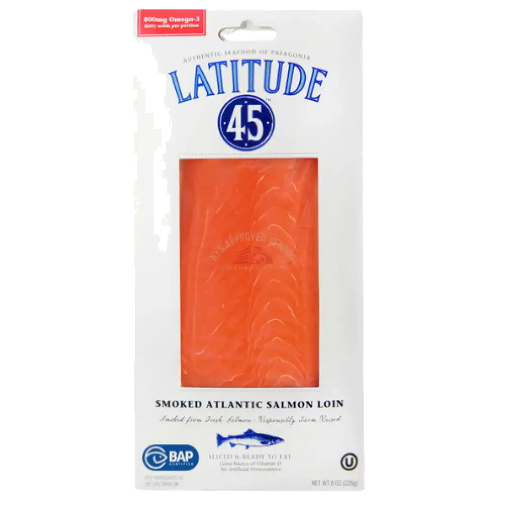 Latitude 45 Cold Smoked Atlantic Salmon Loin 8oz, Fish