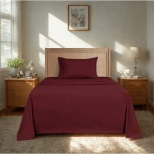 Microfiber Bed Sheet Set, 3pc Twin-Maroon