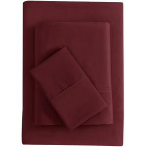 Microfiber Bed Sheet Set, 3pc Twin-Maroon view 2