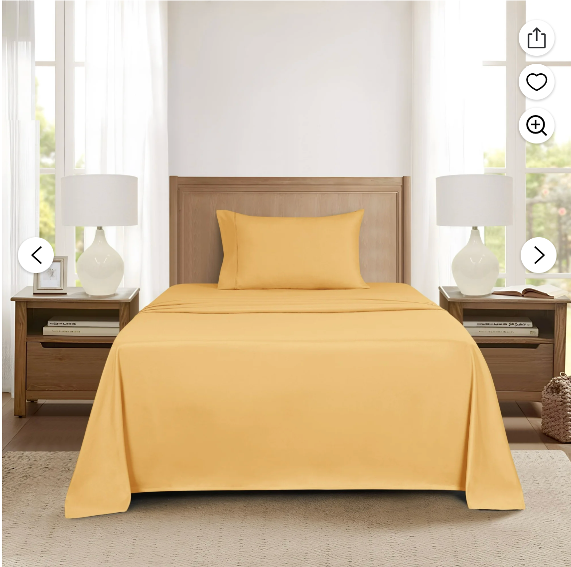 Microfiber Bed Sheet Set, 3pc Twin-Mustard