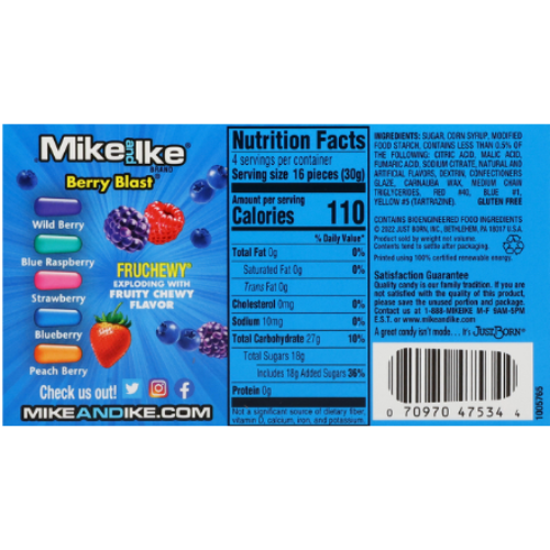 Mike & Ike Berry Blast Chewy Fruit Candy Movie Theater Box view 2