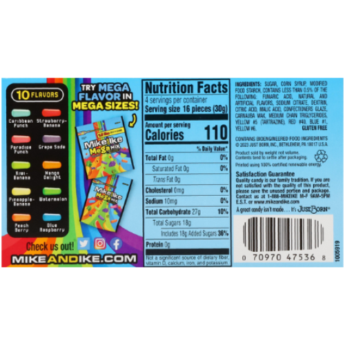 Mike & Ike Mega Mix Fruit Flavored Chewy Candy Movie Theater Box view 2
