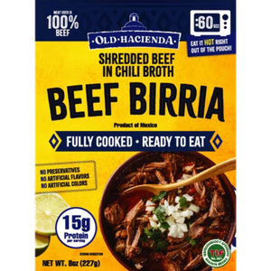 Old Hacienda Beef Birria, Fully Cooked Shredded Beef Taco Filling, Shelf-Stable Pouch, 8 oz