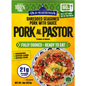 Old Hacienda Pork al Pastor, Fully Cooked Shredded Pork Taco Filling, Shelf-Stable Pouch, 8 oz