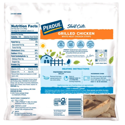 Perdue Short Cuts, Grilled Chicken Breasts Strips, 8oz view 2