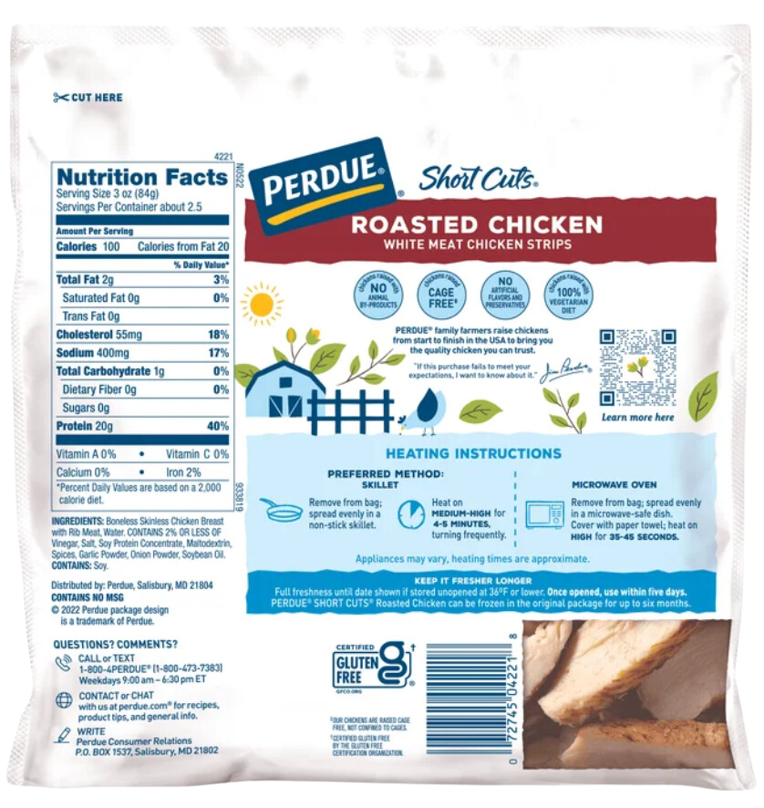 Perdue Short Cuts, Roasted Chicken Breast Strips, 8oz view 2