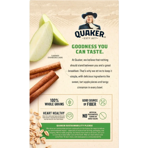 Quaker Instant Oatmeal, Apple & Cinnamon, 12.1oz, 8pk view 2