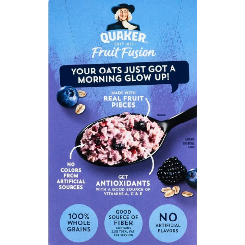 Quaker Instant Oatmeal, Fruit Fusion Blueberry Blackberry, , 8.4oz, 6pk view 2