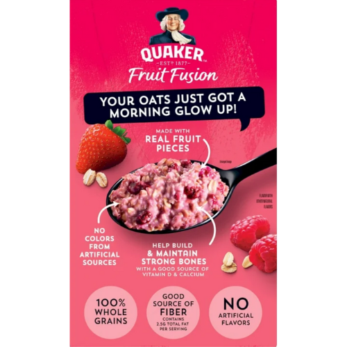 Quaker Instant Oatmeal, Fruit Fusion Raspberry Strawberry,, 8.4oz, 6pk view 2