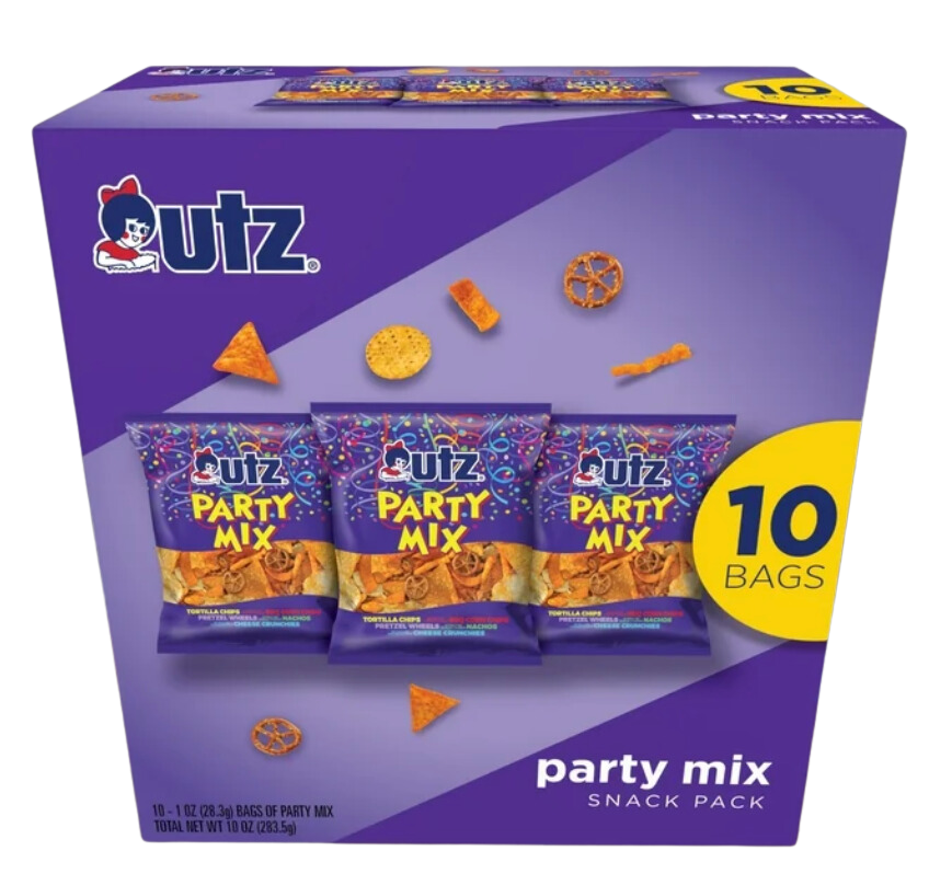 Utz Party Mix Snack Pack, Multipack, 1oz, 10ct
