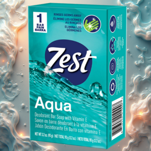 Zest Deodorant Bar Soap, Hydrating Moisture, Aqua 1-Bar