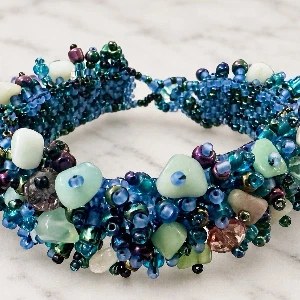 Blue beaded handmade bracelet