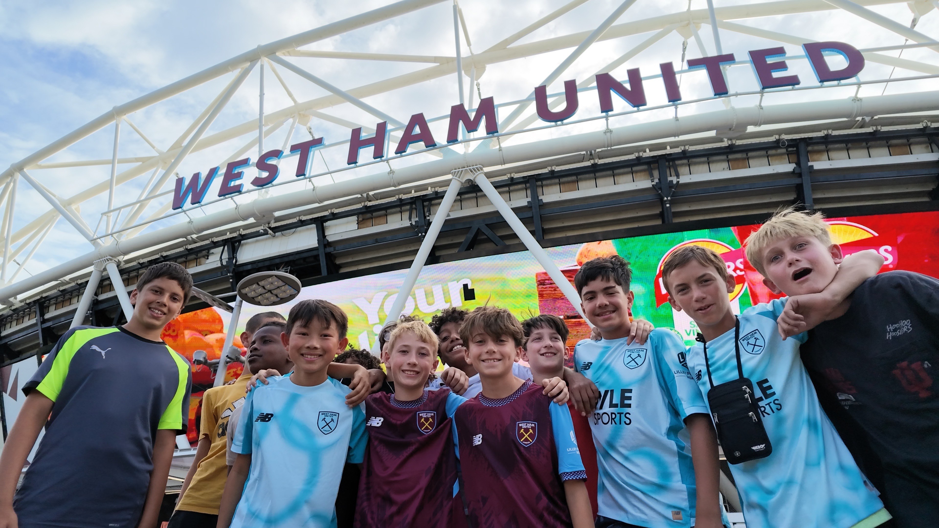 Iconz players outside West Ham United stadium