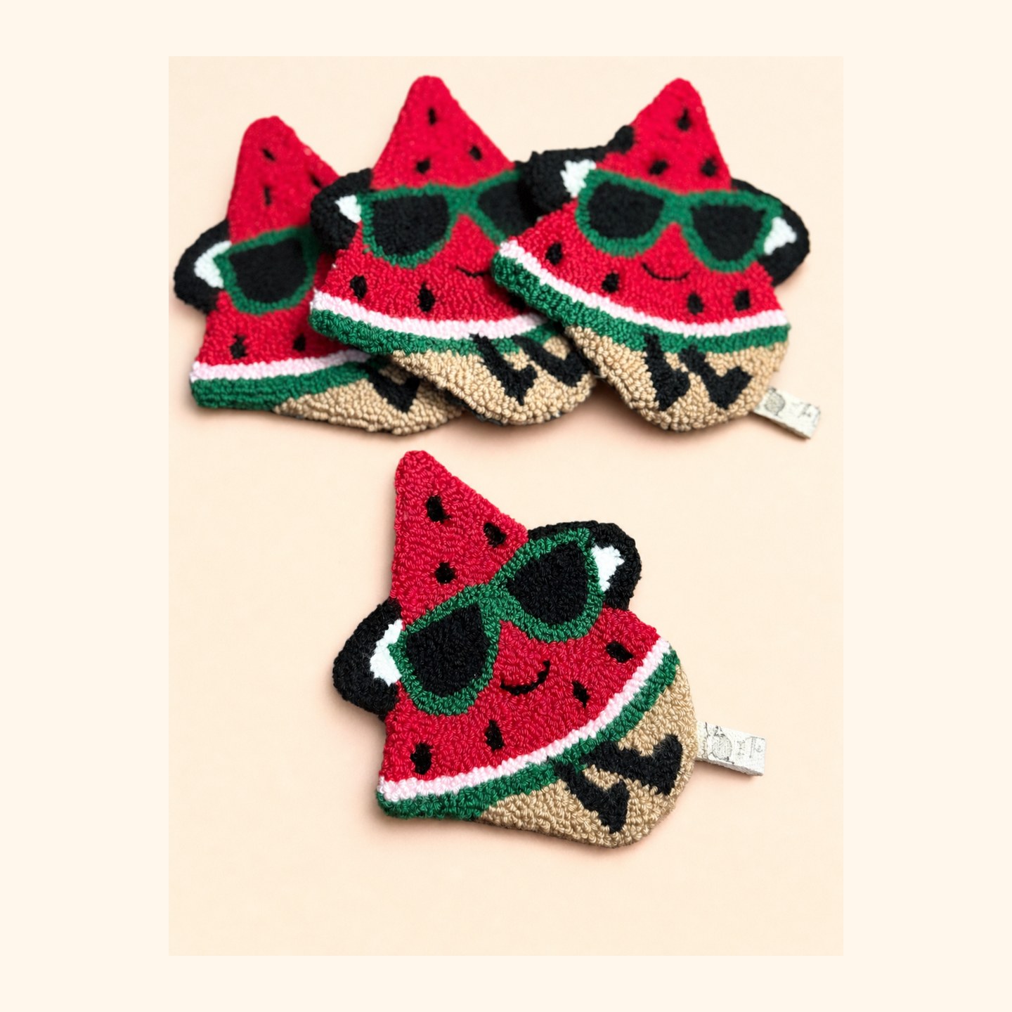 Handmade watermelon punch needle coaster