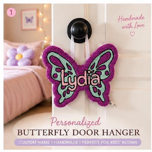 Personalized Butterfly Door Hanger, view 2
