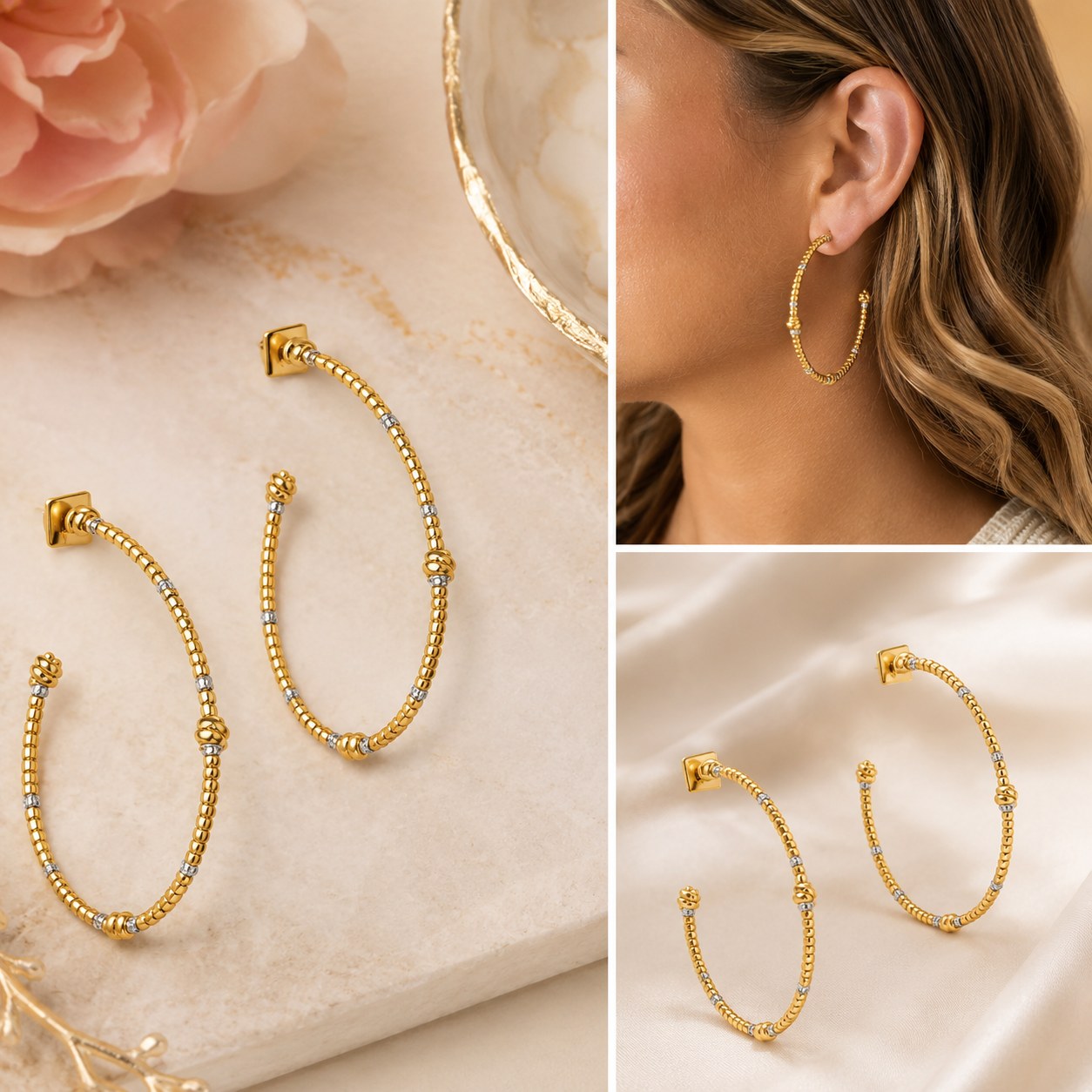 Crystal knot hoop earrings from ILK Shops