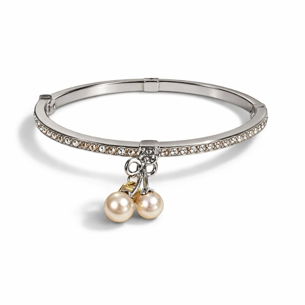 Gold tone cherry pavé bangle