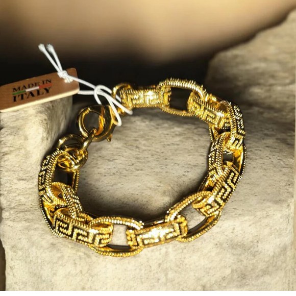 Gold Greek key link bracelet