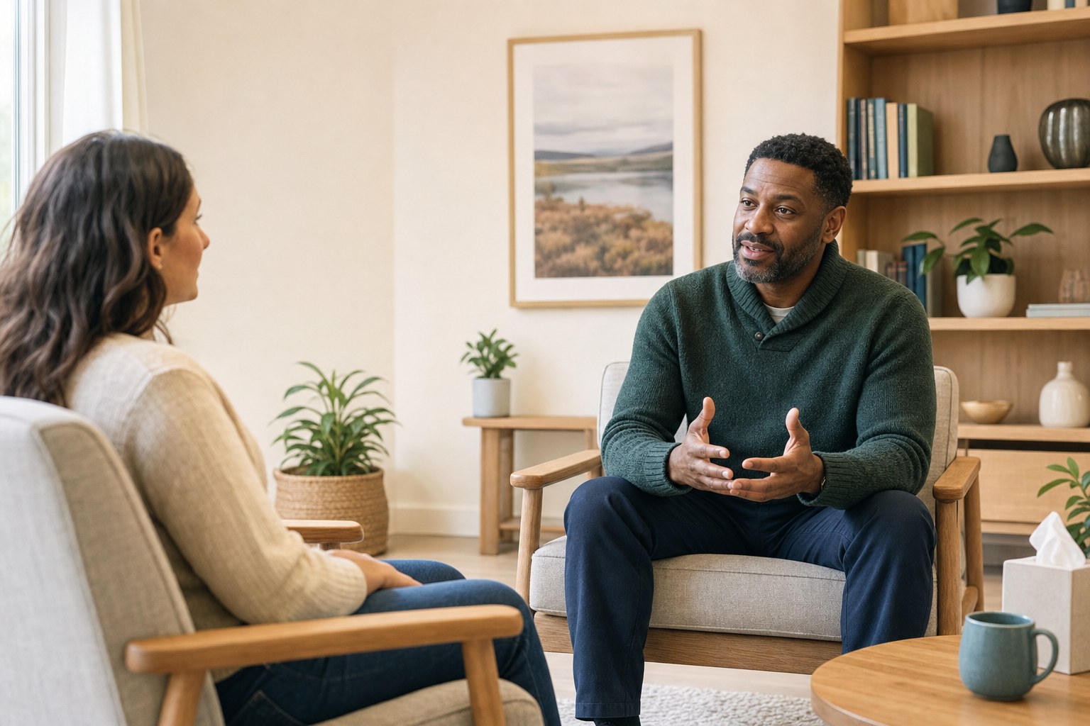 A calm conversation during a clinical appointment