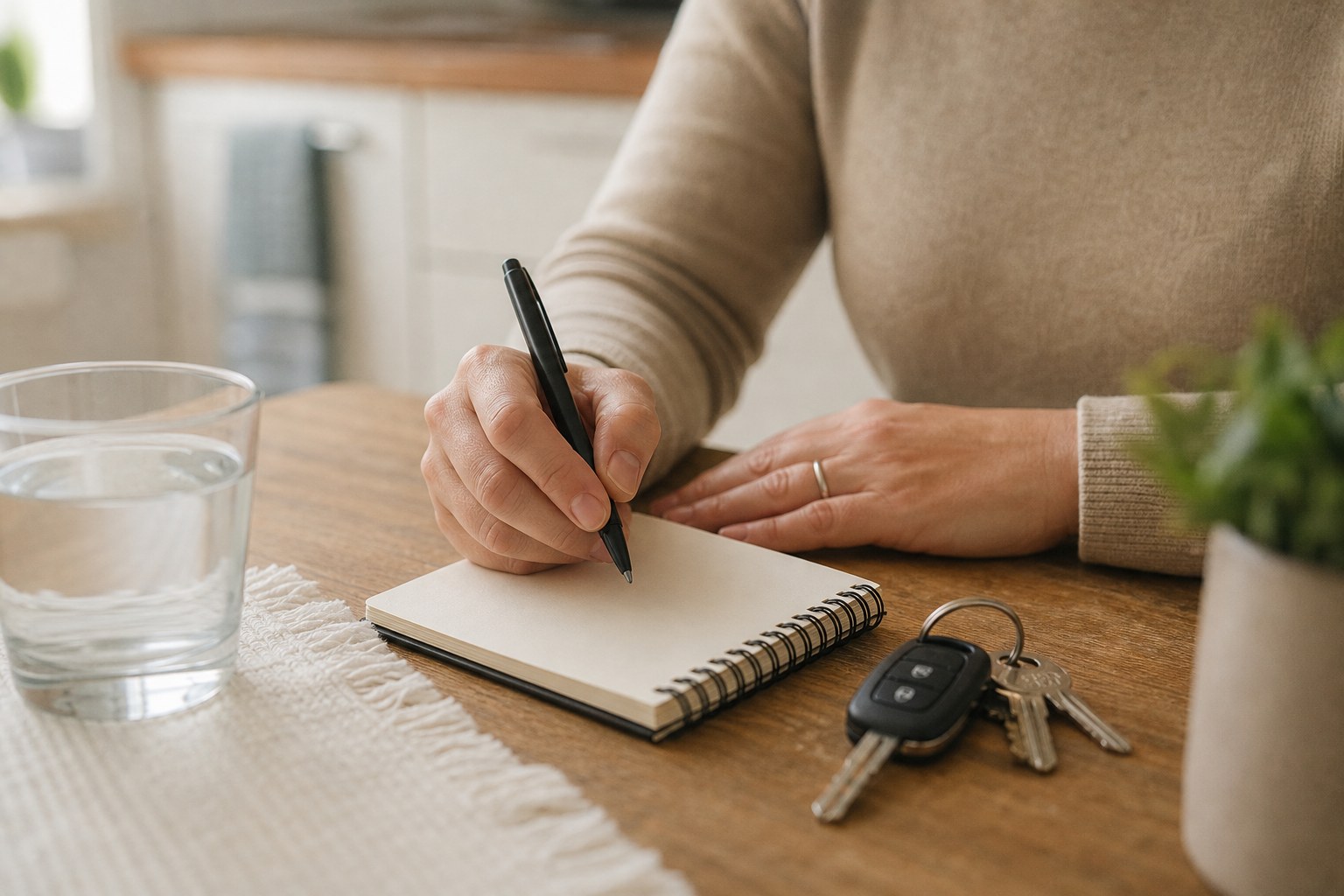 A patient writing a few notes before a chiropractic visit