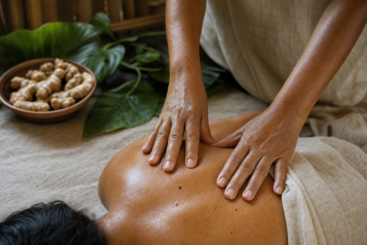 Illustrative close-up of intentional therapeutic bodywork