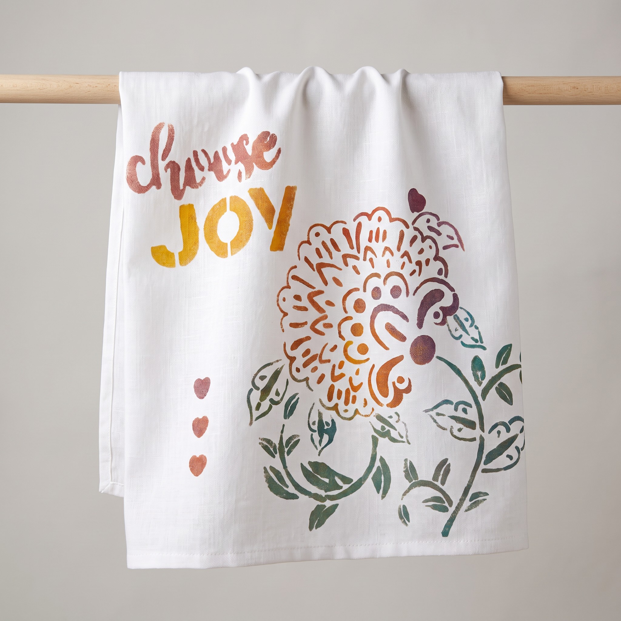 Choose Joy Blooms hand-painted flour sack towel