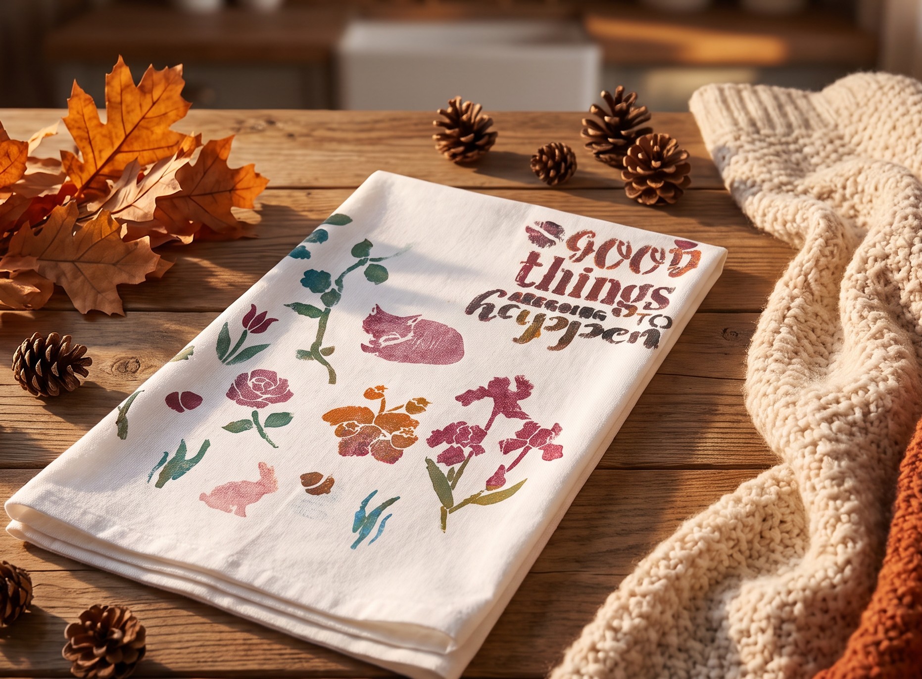 Good Things Are Going To Happen, Fox hand-painted flour sack towel