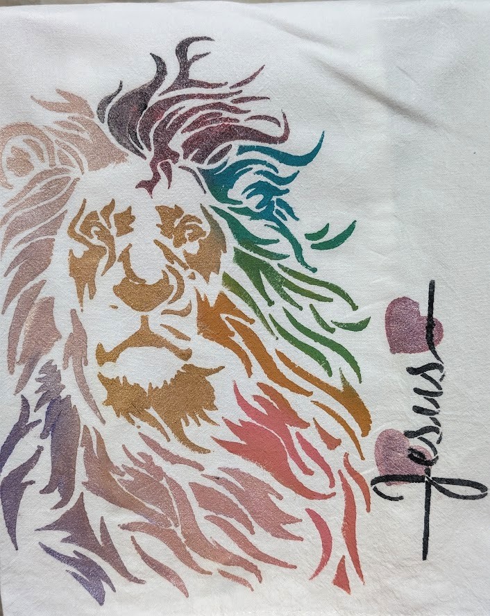 Lion of Judah, Our Strength hand-painted flour sack towel