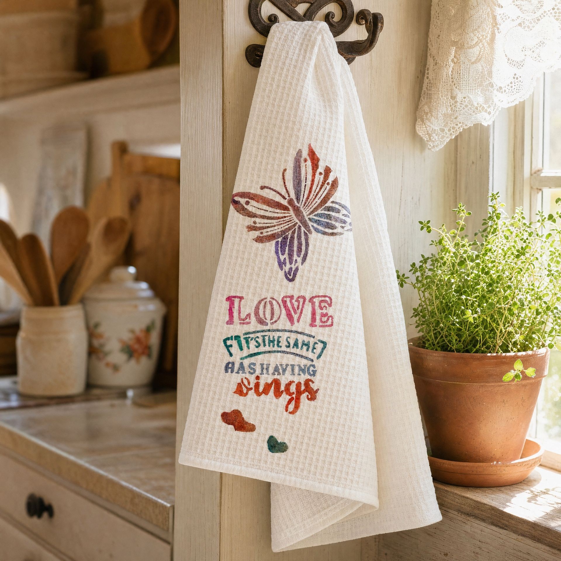 Love Yourself Joyfully hand-painted flour sack towel