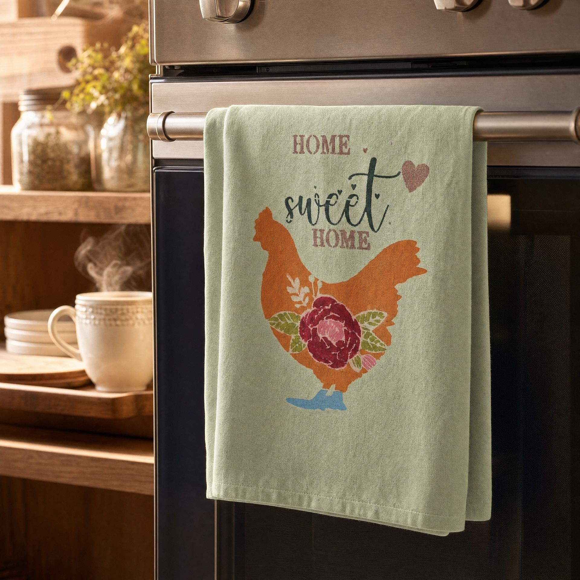 Sweet Home Blessing hand-painted flour sack towel