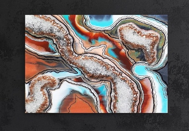 Divine Flow handmade geode art, view 4