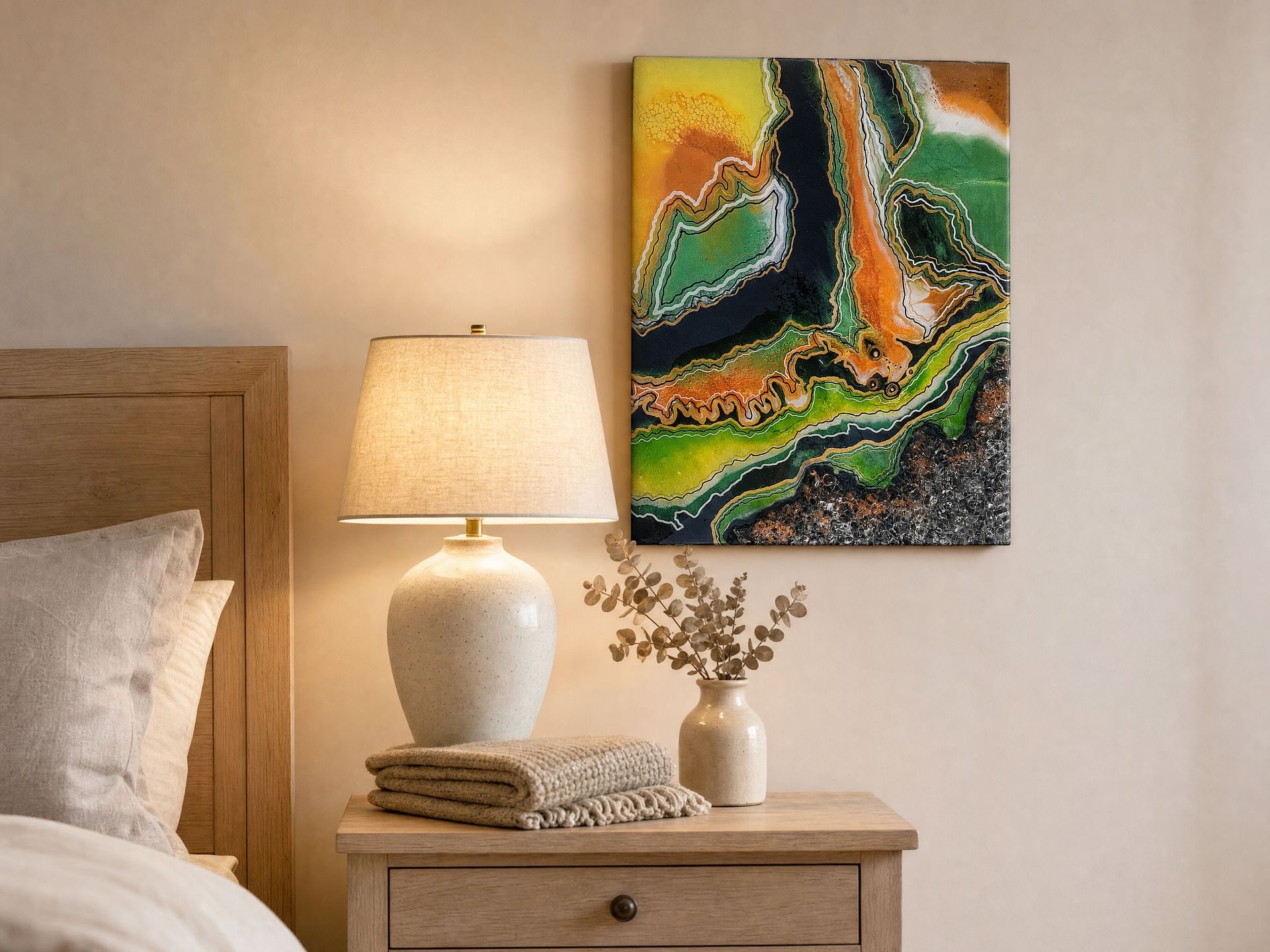 Divine Layers, Green handmade geode art