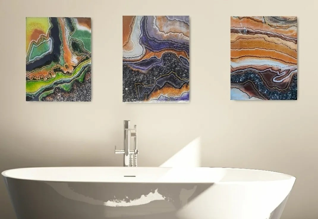 Divine Layers, Green handmade geode art, view 3