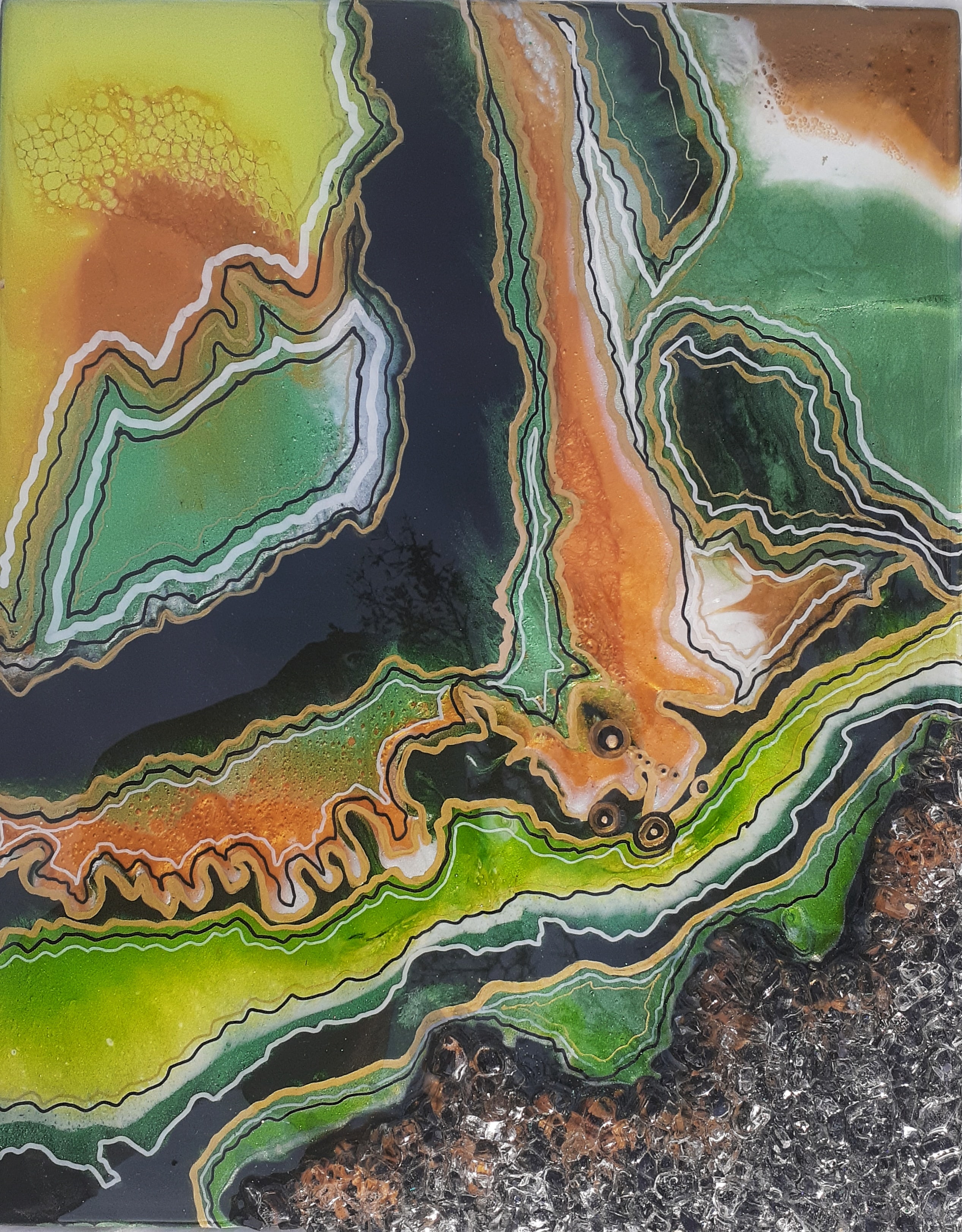 Divine Layers, Green handmade geode art, view 5
