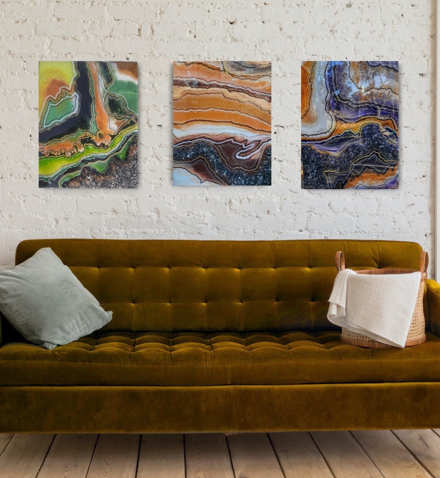 Divine Layers, Orange handmade geode art, view 5